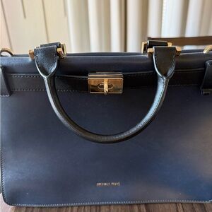 Michael Kors Navy and Black Tote with Gold Accents
